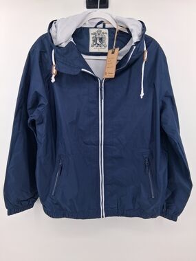 Men's Navy Hooded Raincoat with Full Zip